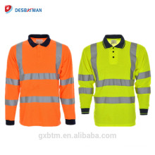 Working Garments High Visibility Reflektierende Sicherheitsbekleidung En 20471 Class 3 Langarm Hi Vis Poloshirt Orange Gelb